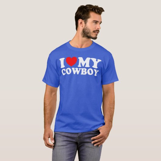 T-shirt J'aime mon Cowboy J'aime mon Cowboy J'aime chauds  (Devant entier)
