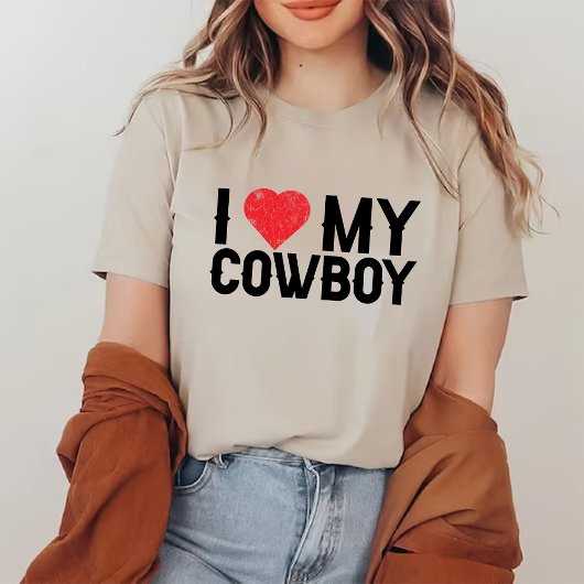 T-shirt J'aime mon cowboy Western Country filles
