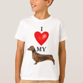 T-shirt J'aime mon Dachshund Red Heart pour enfants (Devant)