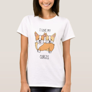 T-shirt J'Aime Mon Dessin De Chien De Corgis