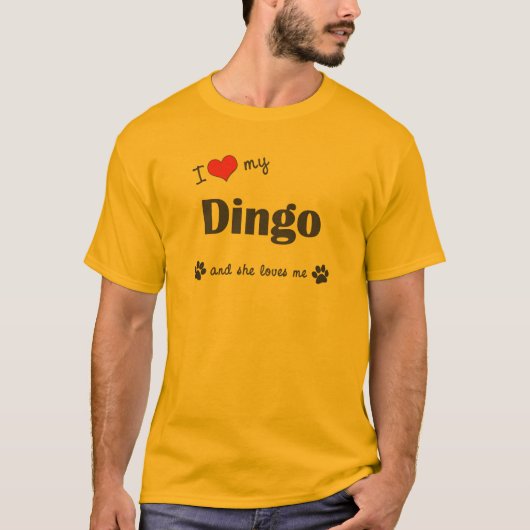 T-shirt J'aime mon dingo (le chien femelle) (Devant)