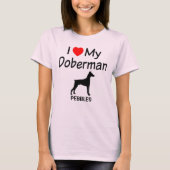 T-shirt J'Aime Mon Doberman Pinscher Chien (Devant)