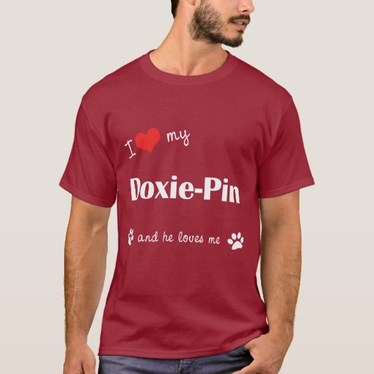 T-shirt J'aime mon Doxie-Pin (le chien masculin) (Devant)