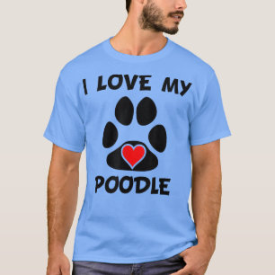 T-shirt J'aime mon Empreinte de patte de caniche propriéta