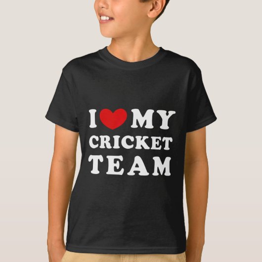 T-shirt J'aime mon équipe de cricket (Devant)