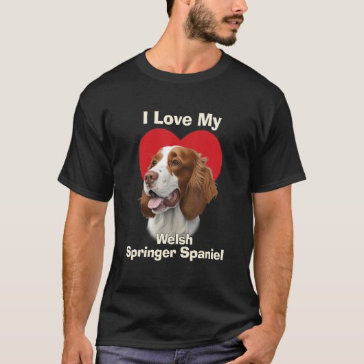 T-shirt J'Aime Mon Espagnol Russe Springer Chien Chien Chi (Devant)