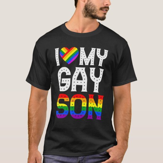 T-shirt J'Aime Mon Fils Gay Gay pride Lgbt Lesbian Maman P (Devant)