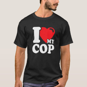 T-shirt J'aime mon flic Hot Cop Policeman Heart Policeman