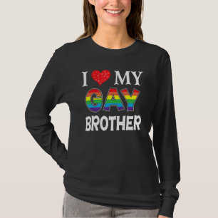 T-shirt J'Aime Mon Frère Gay Lgbt Lesbian Rainbow Fier P