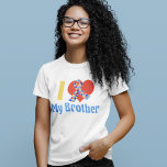 T-shirt J'Aime Mon Frère Sensibilisation sur l'autisme T-s<br><div class="desc">I Love My Brother écrit en rouge,  jaune et bleu cool couleurs primaires. Le coeur rouge est enveloppé avec le ruban de sensibilisation sur l'autisme de la pièce de puzzle pour une soeur ou un frère aimant. Personnalisez avec le nom de votre frère.</div>