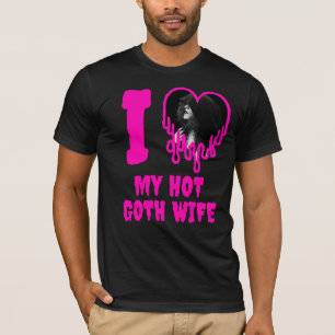 T-shirt J'Aime Mon Goth Chaud Femme Grunge Rose Coeur Phot