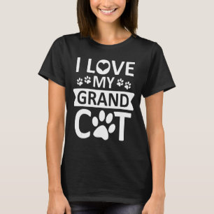 T-shirt J'Aime Mon Grand-Chat Grand-Père Grand-Mère Grand-