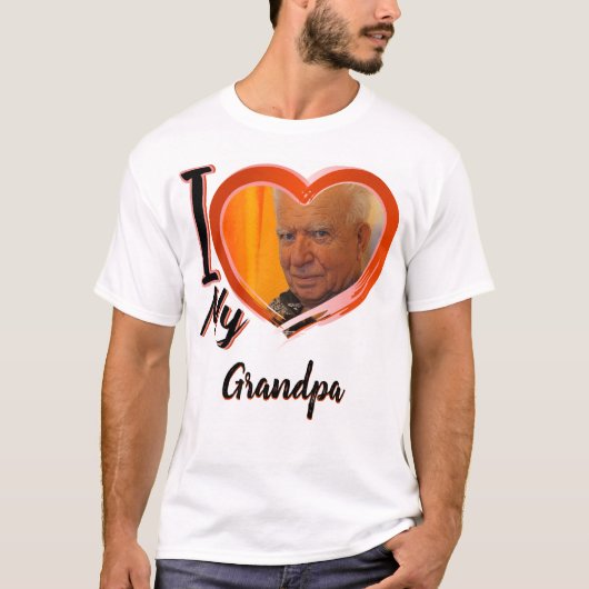 T-shirt J'aime mon grand-père _ cadeau personnalisé T-shir (Devant)