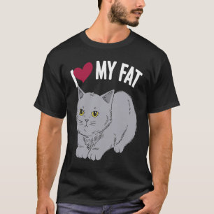 T-shirt J'Aime Mon Gros Chat Chonk Fluffy Kitten Feline Wh
