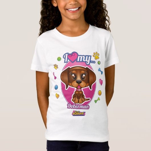 T-Shirt J'aime mon habillement de dobermann (le dobermann (Devant)