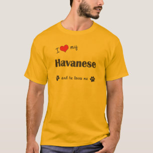 T-shirt J'aime mon Havanese (le chien masculin)