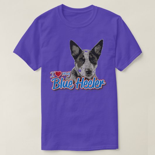 T-shirt J'Aime Mon Heeler Bleu (Design devant)