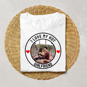 T-shirt J'Aime Mon Hot Girlfriend Couples Texte Photo Pers