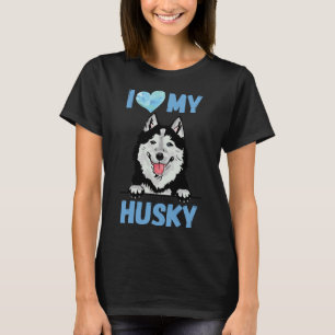 T-shirt J'Aime Mon Husky ! Aquarelle Art original