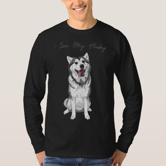 T-shirt J'Aime Mon Husky Cute Husky Chig (Devant)