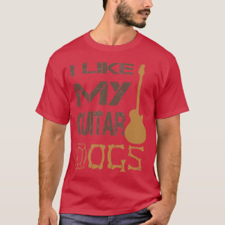 T-shirt J'aime mon idée cadeau de chiens guitare pour guit