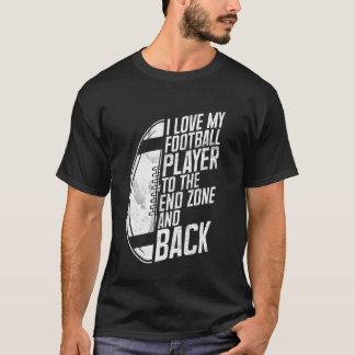 T-shirt J'aime mon joueur de football jusqu'à la zone de b
