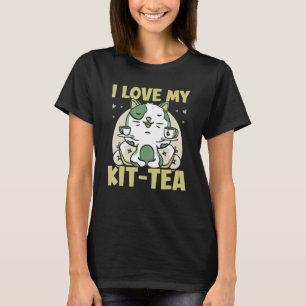 T-shirt J'Aime Mon Kit Tea Kitty Puns Boire Dit