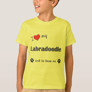 T-shirt J'aime mon Labradoodle (le chien masculin)