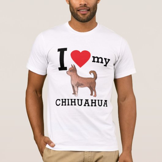 T-shirt J'Aime Mon Long Haired Chihuahua (Devant)