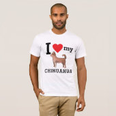 T-shirt J'Aime Mon Long Haired Chihuahua (Devant entier)