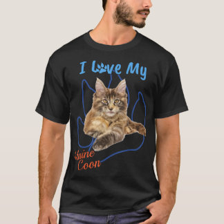 T-shirt J'Aime Mon Maine Coon Meilleur Empreinte de patte