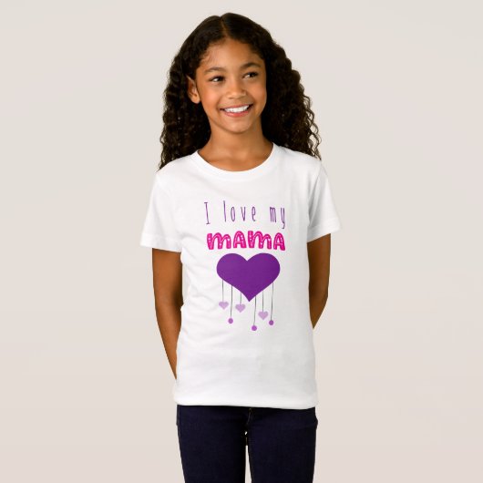 T-Shirt J'aime mon Mama Bright Hearts Matching Mama Mini (Devant entier)