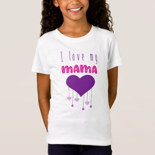 T-Shirt J'aime mon Mama Bright Hearts Matching Mama Mini (Devant)