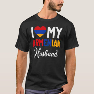 T-shirt J'Aime Mon Mari Arménien Arménie Drapeau Marié Co