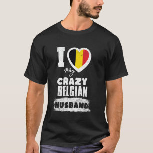 T-shirt J'aime mon mari belge fou drôle