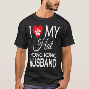T-shirt J'aime mon mari chaud de Hong Kong Drapeau de Hon
