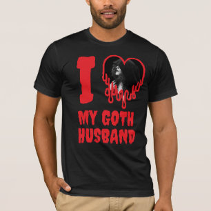 T-shirt J'aime mon mari Goth Rouge sang coeur photo