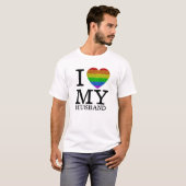 T-shirt J'aime mon mari LGBT coeur pétillant Saint Valenti (Devant entier)