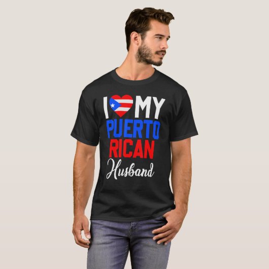 T-shirt J'Aime Mon Mari Porto-Ricain Canada Drapeau Marié (Devant entier)