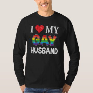T-shirt J'Aime Mon Mari Tante Lgbt Lesbian Rainbow Fière