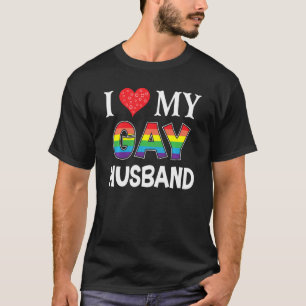 T-shirt J'Aime Mon Mari Tante Lgbt Lesbian Rainbow Fière