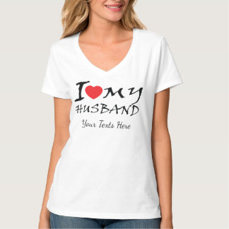 T-shirt J'aime mon mari texte avec symbole de cœur rouge p