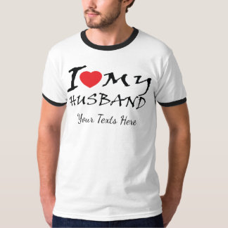 T-shirt J'aime mon mari texte avec symbole de cœur rouge p