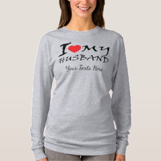 T-shirt J'aime mon mari texte avec symbole de cœur rouge p