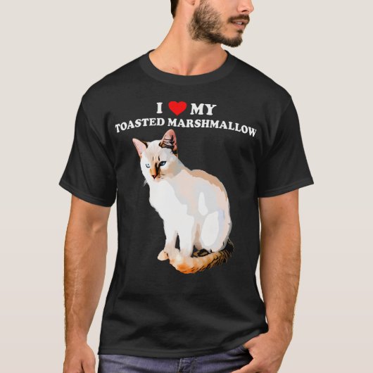 T-shirt J'Aime Mon Marshmallow Toasté Flamme Point Siamese (Devant)