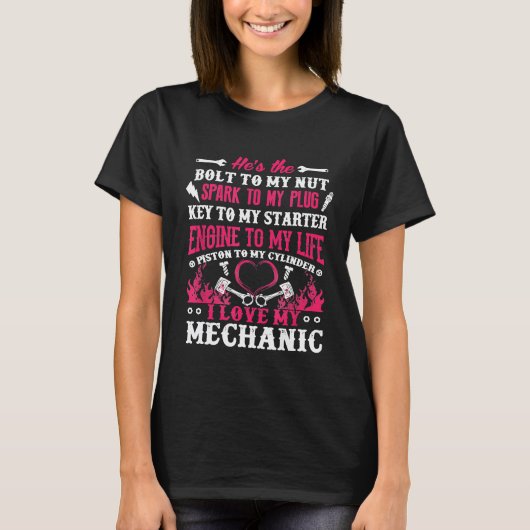 T-shirt J'aime mon mécanicien (Devant)