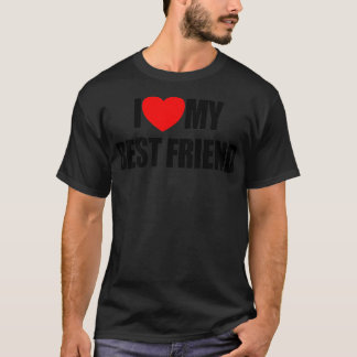 T-shirt J'Aime Mon Meilleur Ami Coeur Amis J'Aime Mon Meil