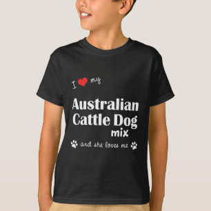 T-shirt J'aime mon mélange australien de chien de bétail
