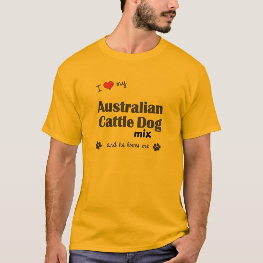 T-shirt J'aime mon mélange australien de chien de bétail (Devant)