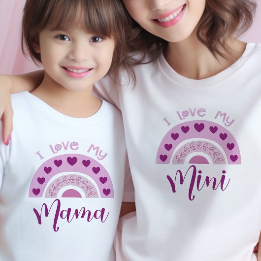 T-shirt J'aime mon Mini Boho Rainbow Matching Mama Mini